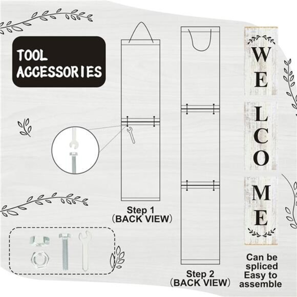 Welcome Sign for Front‎ Door Porch Standing Farmhouse Porch Signs Outdoor Tall - Picture 4 of 7